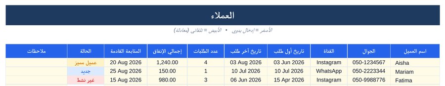 واجهة متابعة العملاء LANEVORA